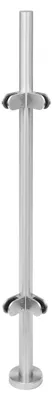 Zdjęcie produktu dla Słupek balustrady balkonowej – słupek narożny 110 cm – stal nierdzewna 316 – rura Ø 4,2 cm – grubość ścianki 1 mm – do szkła 12 mm – nośność 60 kg – podstawa Ø 9,5 cm