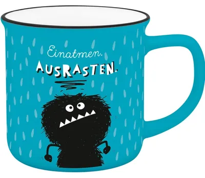 Becher in Emaillook mit Spruch "Ausrasten" 35 cl