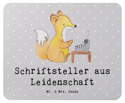 Produktbild von Mr. & Mrs. Panda Mauspad Schriftsteller Leidenschaft - Grau Pastell - Geschenk, pc mousepad, mausunterlage, Buchhandlung, Spruch, laptop, Mouse Pad, Beruf, Verlag, Lustig