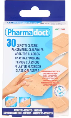 Zdjęcie produktu dla Plastry z nakładką antyseptyczną 5 rozmiarów, 30 sztuk PFL