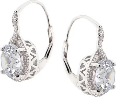 Produktbild von Golders Runde Ohrringe aus 925 Silber mit farblosen Zirkonia, Sterlingsilber Ohrhänger