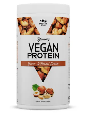 Produktbild von Yummy Vegan Protein - 450g : Hazel- & Peanut Dream I Pulver I ausgezeichneter Geschmack I pflanzliches Mehrkomponentenprotein I Kürbisprotein I Favabohnenprotein I Erbsenprotein I Mandelprotein I Hanfprotein I vollständiges Aminosäureprofil I hohe biologische Wertigkeit I ohne Gentechnik I laktosefrei I glutenfrei