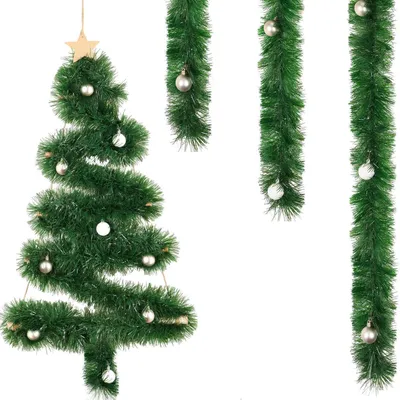 Obrázok produktu pre Vianočná girlanda, 8 metrov, zelená, priemer 13 cm, s 20 guľami, priemer 4 cm