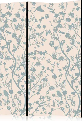 Zdjęcie produktu dla Parawan jednostronny Kwiaty 135x172 cm 3-częściowy beżowy