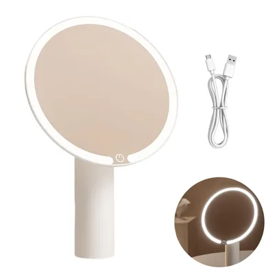 Produktbild von Kosmetikspiegel LED, Aufladbar, 3-Farben Licht, Schminkspiegel Tisch, Make-up Lampe, Intelligente Helligkeit, Touch