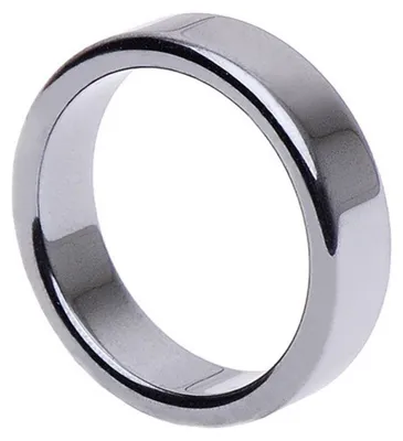 Produktbild von Hämatit Ring Fingerring Fingerschmuck Uni schlicht flach glatt grau Steinring Innenumfang 53mm  Ø16.9mm