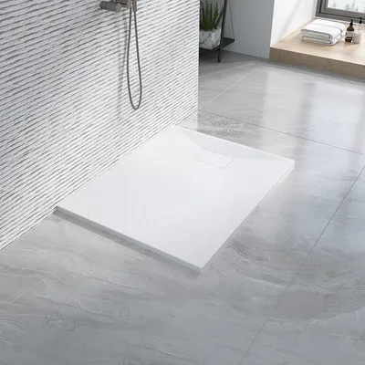 Produktbild von AQUABATOS SMC Duschwannen für badezimmer antirutsch, schieferoptik duschtasse rechteckig, modern-design brausewanne weiße extra-flach 100x80cm