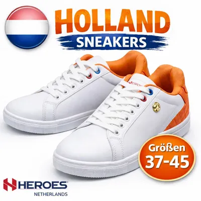 Produktbild von Weiße Sneaker Damen Herren Turnschuhe Sportschuhe modisch bequem Holland Tennis Freizeit Sport Gr. 44