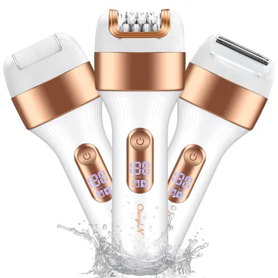 Produktbild von CkeyiN Haarentfernungsgerät für Frauen 3-in-1-Epilierer Damen mit Rasier-,Trimmer- und Hornhautentferner Aufsatz