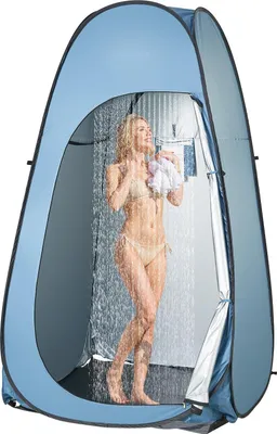 Immagine prodotto di Tenda doccia e WC - Tenda spogliatoio - Dimensioni 120 x 120 x 190 cm - Poliestere 190T opaco - Con borsa doccia, picchetti e corde - Borsa per il trasporto inclusa - Blu