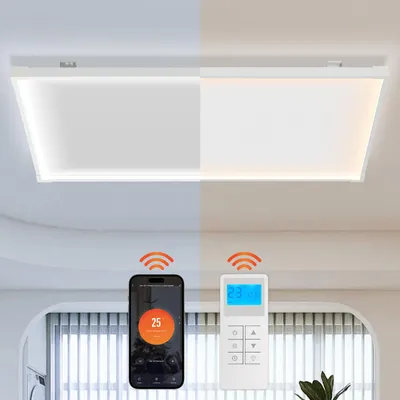 Produktbild von Jayseuw Infrarot-Deckenheizung 770W | Mit Licht Kalt/Warmweiß - Bis 10 m² - Fernbedienung - Kantenschutz - Dimmbar - Lampe - Heizung