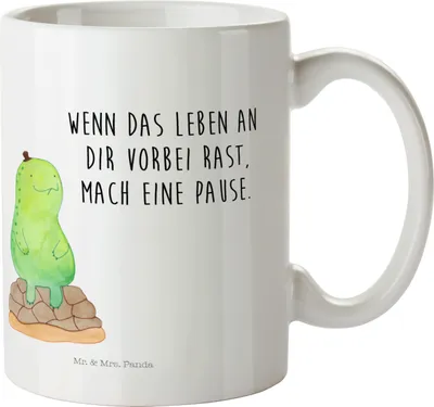 Produktbild von Mr. & Mrs. Panda Plastikbecher Schildkröte Pause - Weiß - Geschenk, Haferl, Panzer, Achtsamkeit, Schulkind Tasse, Trinklernbecher, Achtsam, Kinderbecher, Pott, Entspannen