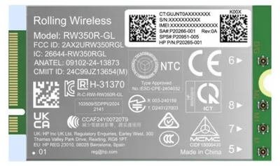 Immagine prodotto di HP 4G LTE-Advanced Pro Cat19 WWAN, Cina, Business, -20 - 65 °C, -40 - 85 °C, Windows 10, Windows 11, 52 mm