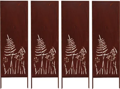 Produktbild von 4x Sichtschutz Metall - 160 cm x 50 cm - Edelrost - Rostoptik Sichtschutz für Garten - Sichtschutzelement - Sichtschutzwand - Gartendekoration Zaun ROST
