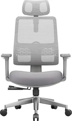 Zdjęcie produktu dla Ergonomiczne krzesło biurowe – MAGICH003 – Oparcie z funkcją pochylania – Regulowane podparcie lędźwiowe – Regulowany zagłówek – Regulowana głębokość i wysokość siedziska – Obrotowe z kółkami – Szare