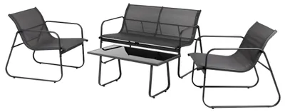 Produktbild von Gartenmöbel-Set schwarz Sofa, 2 Sessel, Tisch Für Terrasse und Garten