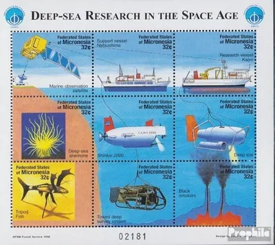 Produktbild von Briefmarken Mikronesien 1998 Mi 628-636 Kleinbogen (kompl.Ausg.) postfrisch Tiefseeforschung