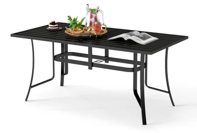 Produktbild von KOMFOTTEU Gartentisch, Esstisch für 6 Personen, 160 × 84 × 73 cm, Schwarz