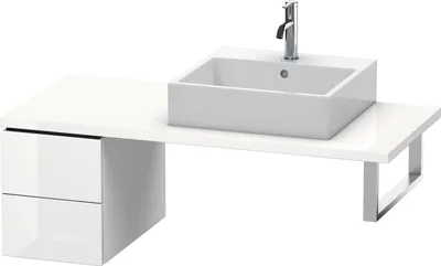 Produktbild von Konsolenunterschrank L-CUBE 400x320x547mm weiß hochglanz weiß hochglanz