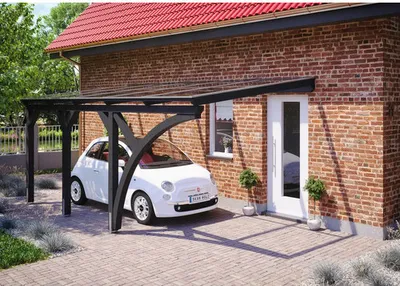 Produktbild von Einzelcarport SKAN HOLZ Eifel inkl. 1 Einfahrtsbogen, Pfostenanker 300 x 541 cm anthrazit