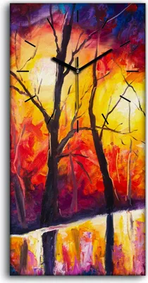 Produktbild von Dekor Leinwand Uhr Wandbilder Quarz 30x60 Ausdrucksstarke Malerei Abend Park - schwarze Hände