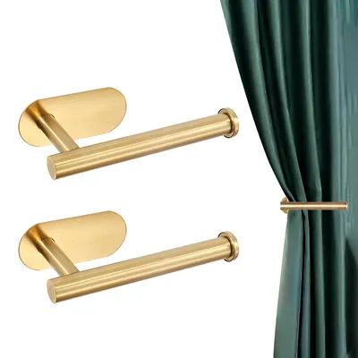 Gardinenhalter aus Metall, 2 Stück, selbstklebend, gold, 16 cm