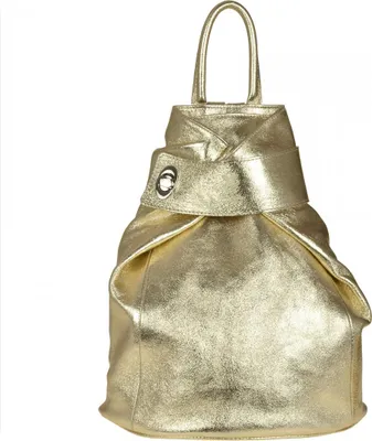 Produktbild von Schlanker, goldfarbener, metallisch glänzender Damen-Rucksack aus Leder