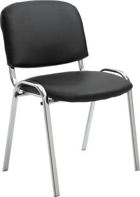 Produktbild von Stapelstuhl - Konferenzstuhl - Kunstleder & stabiles Metall - Platzsparend stapelbar | Farbe: Schwarz