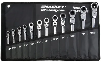 Produktbild von HASKYY 12tlg-Gelenk-Zoll-Ratschenschlüssel-Satz-Set 1/4" - 15/16"