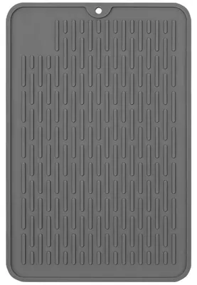 Silikon-Abtropfmatte 30x20 cm, Antirutsch, Hitzebeständig, Grau