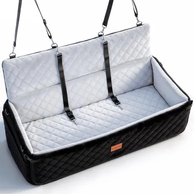 Produktbild von XXL Hundesitz fürs Auto für große Hunde bis 55 kg, Hundebett mit Sicherheitsleinen, abnehmbar, waschbar Hundebett Autositz, 114,3 × 49,5 × 49,5 cm