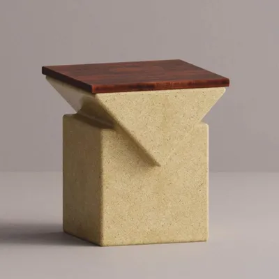 Image de Casa Padrino Tabouret de luxe Jaune / Marron foncé 45 x 45 x H. 50 cm - Meubles en béton