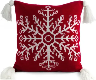 Immagine prodotto di Eurofirany copricuscino copricuscino con pompon 45cm rosso bianco Natale fiocco di neve decorazione