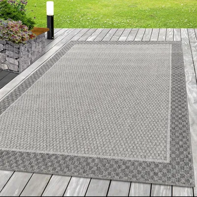 Image de Ayyildiz | Tapis d'extérieur ARUBA - 60 cm x 100 cm - Gris - Résistant à l'humidité - Facile à nettoyer