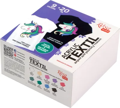 Immagine prodotto di Colori acrilici Unicorn per tessuti, 9 x 20 ml