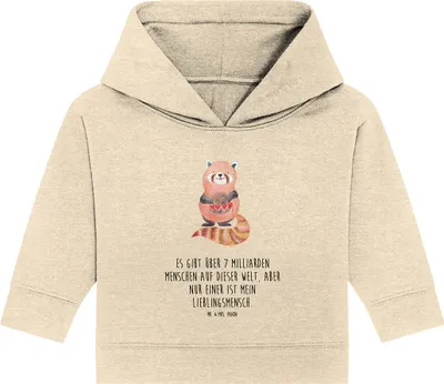 Produktbild von Mr. & Mrs. Panda Organic Baby Hoodie Roter Panda 24. - 36. Monat - Natural Raw - Geschenk, Liebe, Rot, Kapuzenshirt, Lieblingsmensch, Herz, Liebling, Kapuzensweatshirt