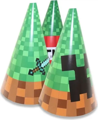 Produktbild von Quadratische Zeichen TNT PAPIERKAPPEN GEBURTSTAG KAPPEN SET 6 Stück NEU PIXEL