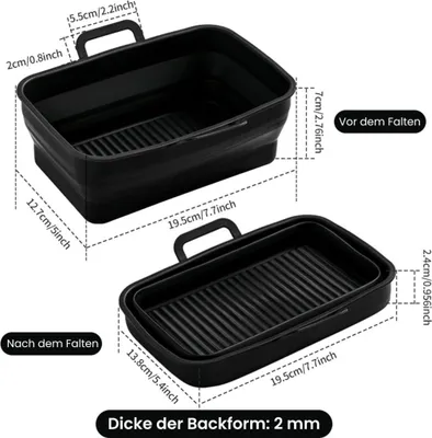 Produktbild von Backform 2 Zusammenklappbare Silikoneinlagen für Heißluftfritteusen