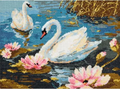 Obrázok produktu pre Súprava krížikového stehu "Swan couple" z edície Magic Needle Zweigart, počítaný vzor, 30x21cm