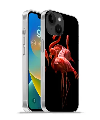 Produktbild von MuchoWow® Handyhülle Schutzhülle Hülle für Apple iPhone 14 - Softcase Flamingos - Vögel - Federn - Schwarz Silikon Softcase Handy Hülle - Mobiltelefonhülle
