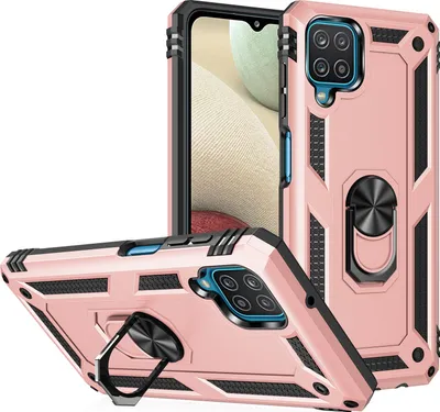 Image de Étui pour Galaxy A12 5G étui de protection militaire double couche avec support d'anneau et support Or
