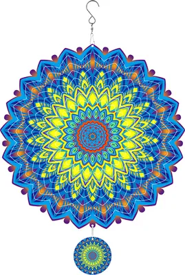 Produktbild von INF 3D Rotierendes Mandala Windspiel - Gelb & Blau