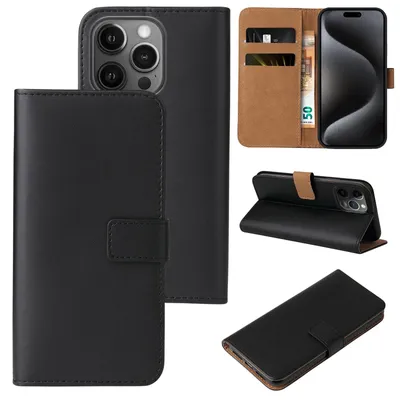 Produktbild von Handyhülle für Apple iPhone 15 Pro Max Klapphülle Bookcase Flip Cover Hülle Handy Tasche Etui Farbe: Schwarz
