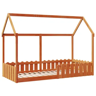 Obrázek produktu pro Maison Exclusive – dětská postýlka ve tvaru domečku, voskově hnědá, 90 x 190 cm, masivní borovice