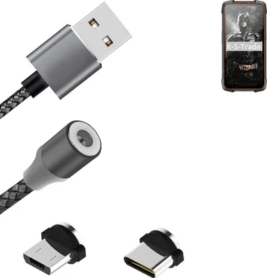 Produktbild von K-S-Trade Hochwertiges Magnet-Lade-kabel Sync-Kabel Daten-Kabel für Cubot KingKong 5 Pro mit USB-Typ-C-Anschluss und Micro-USB-Anschluss 2A bis zu