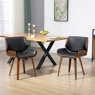 Image de Chaises de salle à manger – Lot de 2 – Chaises de salle à manger vintage – Cuir synthétique – Pieds en acier noir
