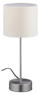 Zdjęcie produktu dla Lampa nocna Relaxdays Touch, z 3-stopniową regulacją jasności, E14, wys. x gł.: 40 x 16 cm, lampa dotykowa z abażurem z tkaniny, srebrno-kremowa