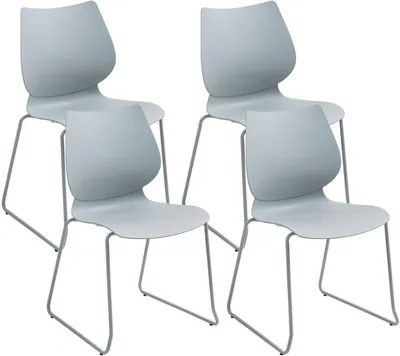 Imagen del producto de Sillas Houma, juego de 4 unidades, color gris, fabricadas en plástico y metal