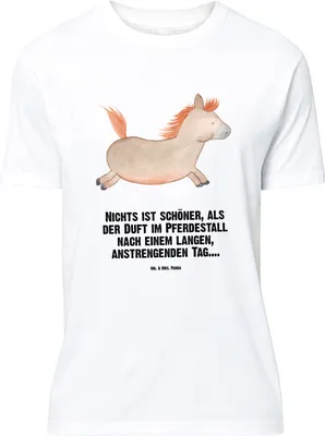 Produktbild von Mr. & Mrs. Panda Tshirt Pferd Springen - Weiß - Geschenk, Pony, Pferde, Pferdestall, Reiten, Oversize T-Shirt, Lustiges, mit Spruch, Shirt, Stall, Bauernhof