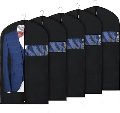 Produktbild von Kleidersäcke 5 Stück - 60x80 cm - Kleiderschutzhüllen mit Reißverschluss - Staubdichte Aufbewahrungstaschen für Hemden Jacken Anzüge Pullover